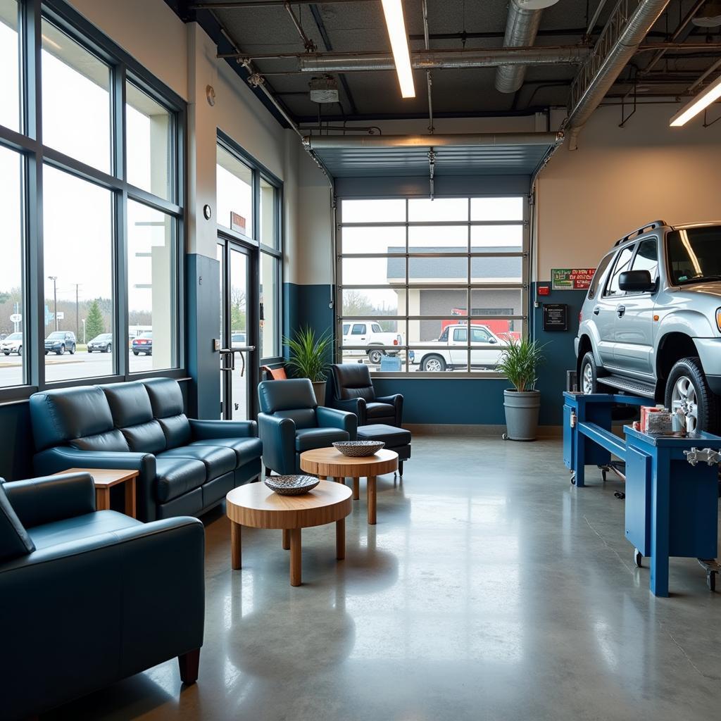 Clean and Organized Auto Repair Shop Waiting Area