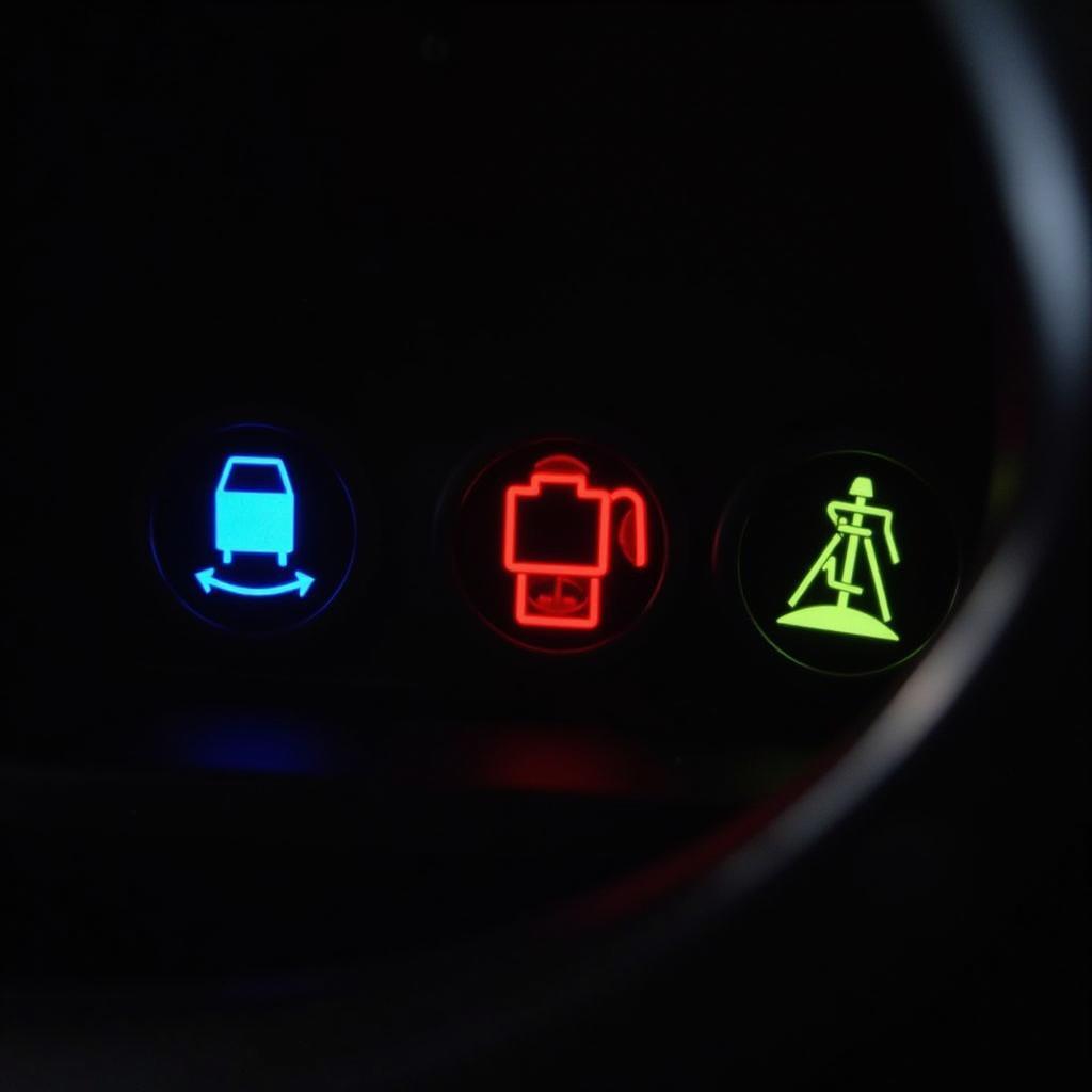 Close-up of Car Dashboard Warning Lights