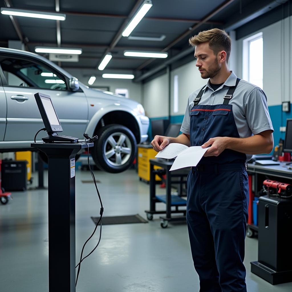 Mechanic working on a car in a modern auto service center in Coconut Creek, FL