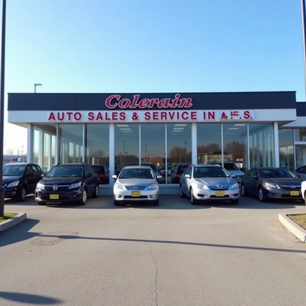 Modern and well-equipped Colerain Auto Sales & Service Ltd. building with a spacious showroom and service bays.