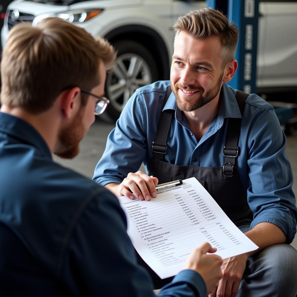 Mechanic Providing Auto Service Cost Estimate