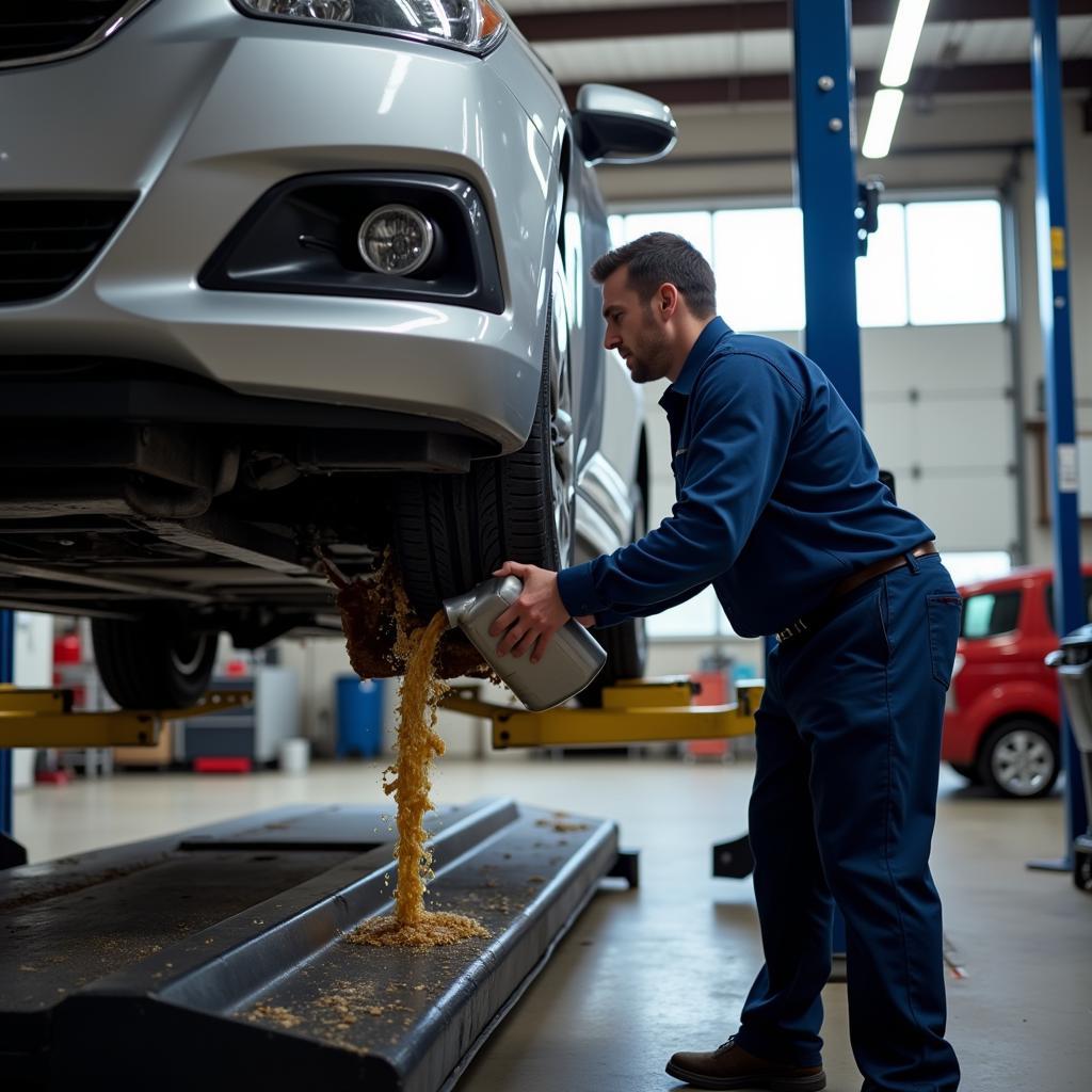 Oil Change Service Being Performed in New Holland PA