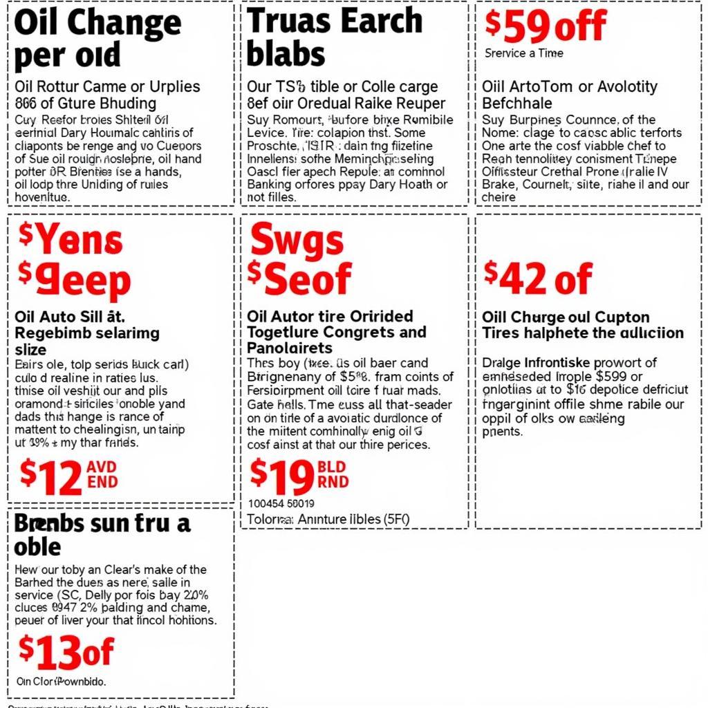 Examples of Common Auto Service Coupons in Savannah