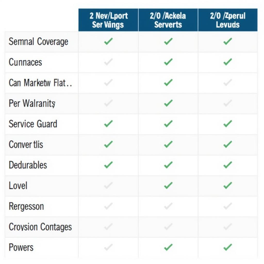 Comparison of Service Guard Warranty Plans