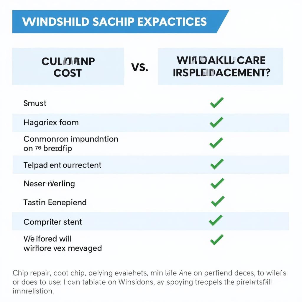 Comparison chart of windshield chip repair vs. replacement costs in Chandler, AZ