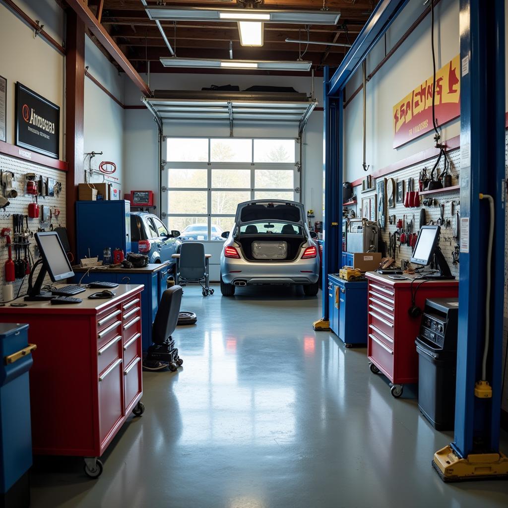 Modern and clean auto service shop interior in Connersville Indiana