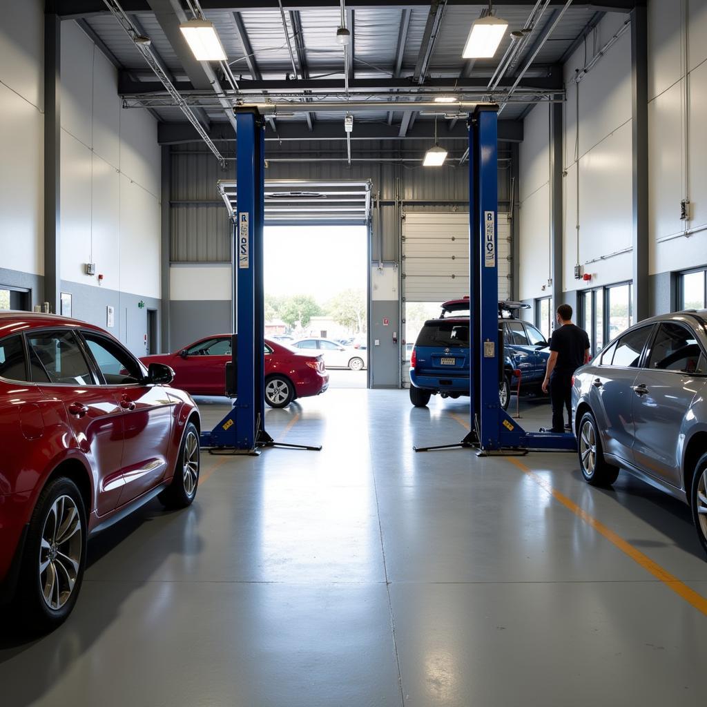 Modern and clean auto repair shop interior in Conroe, TX