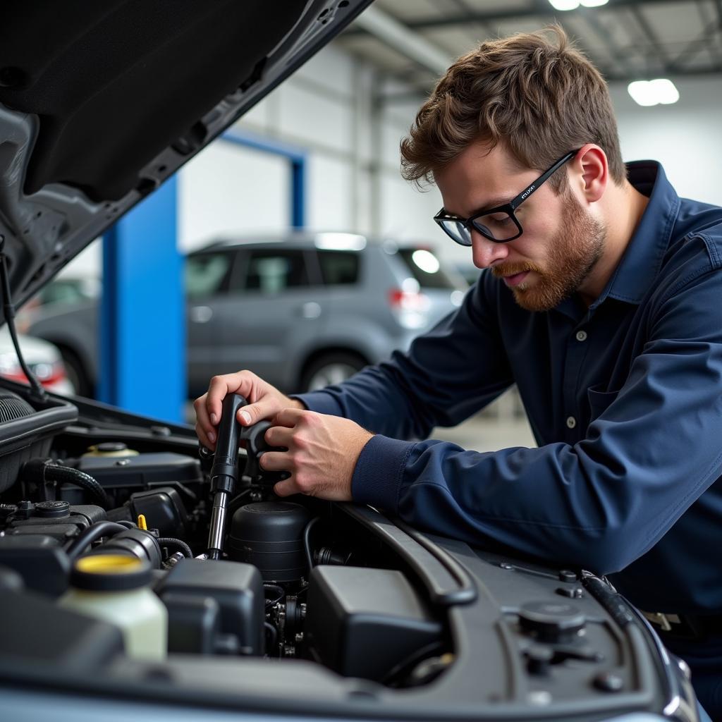 Coral Springs Auto Mechanic Checking Engine