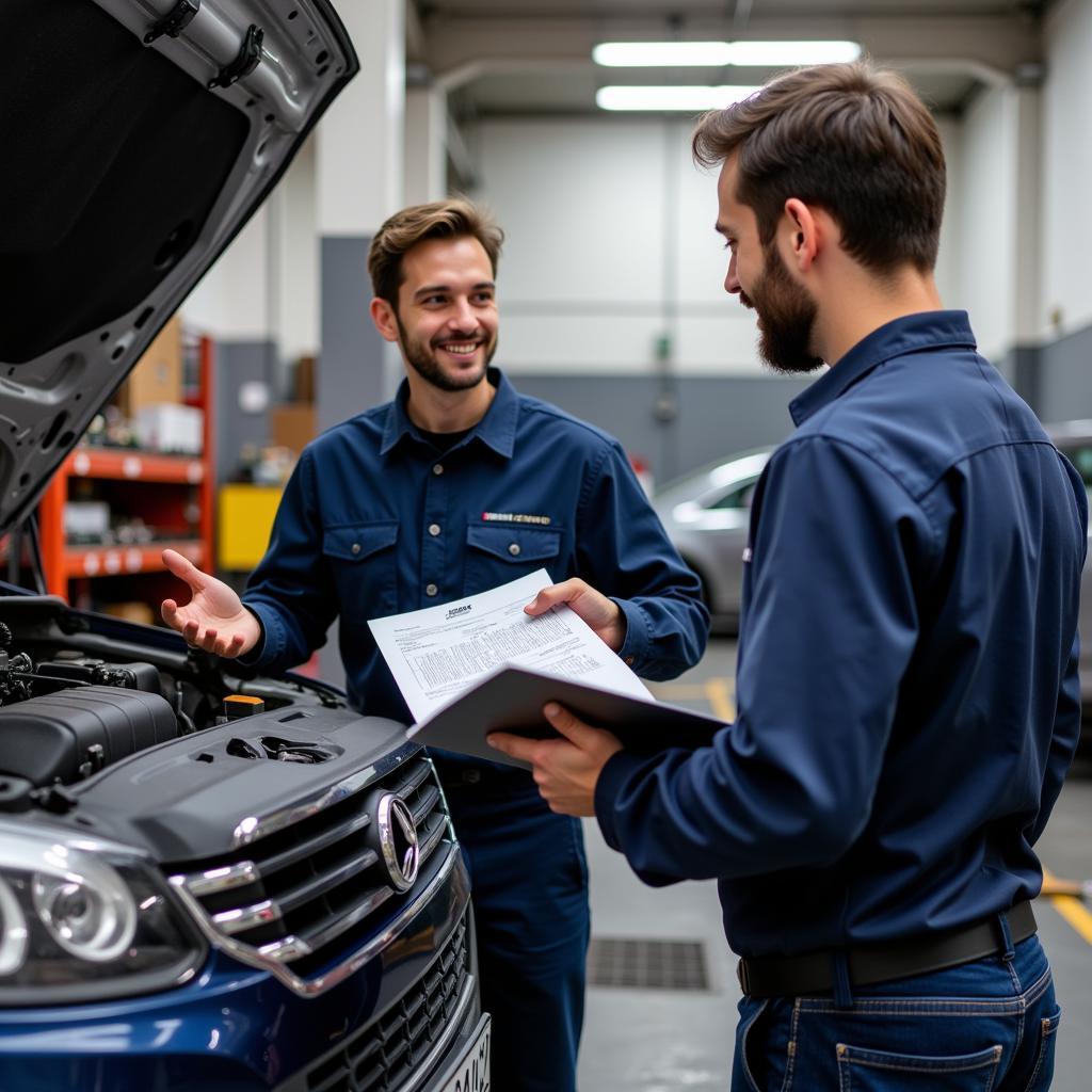 Technician Explaining Repair to Customer