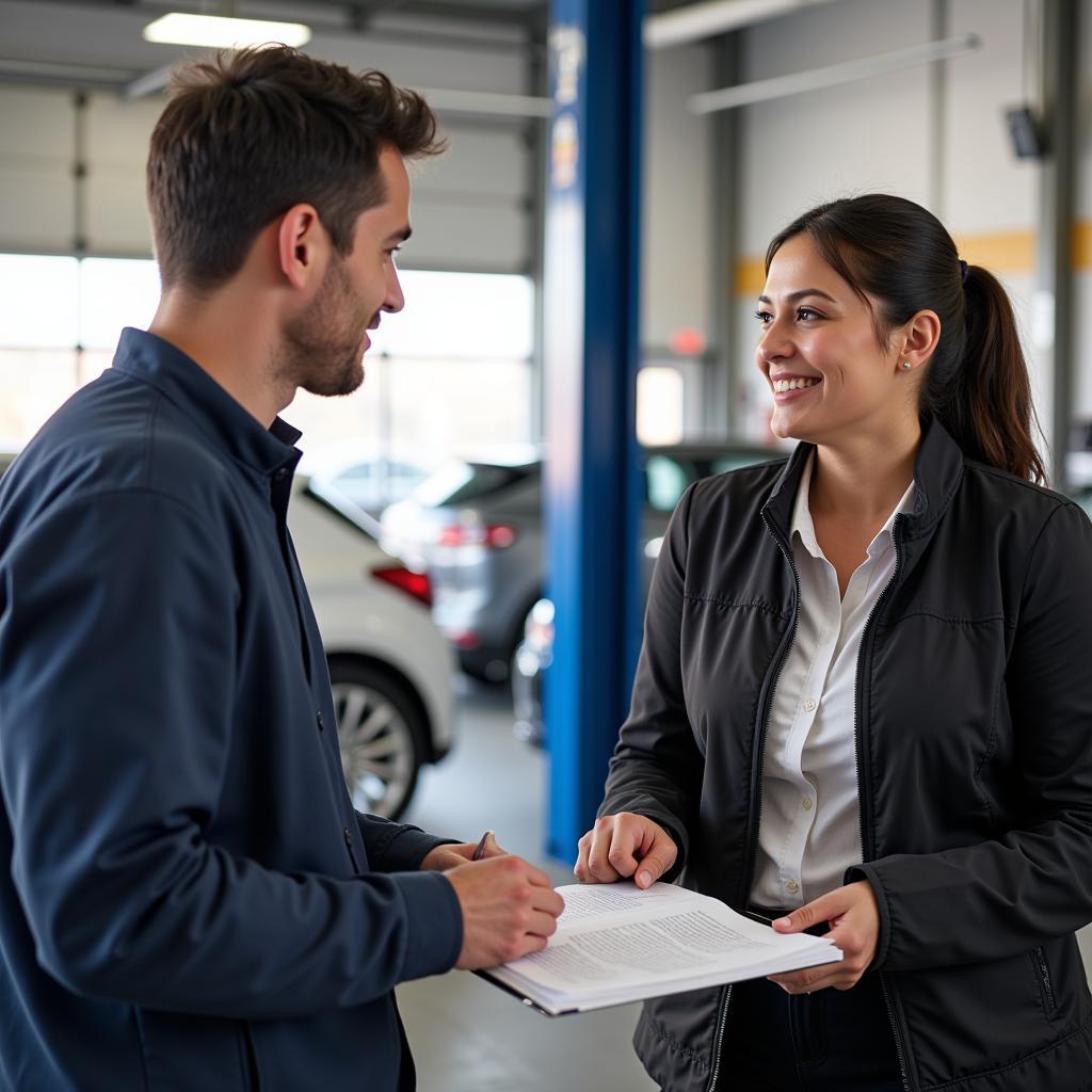 Customer Asking Questions at Auto Pro Services Center