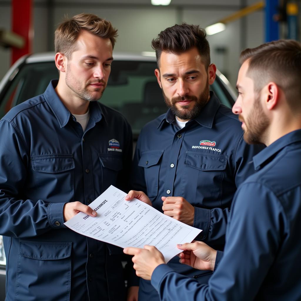 Customer Discussing Auto Repair with Mechanic