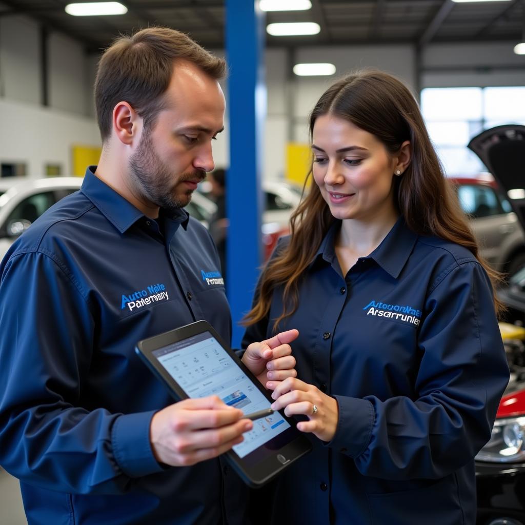 Customer Consulting with Technician at Auto Mate Service Centre