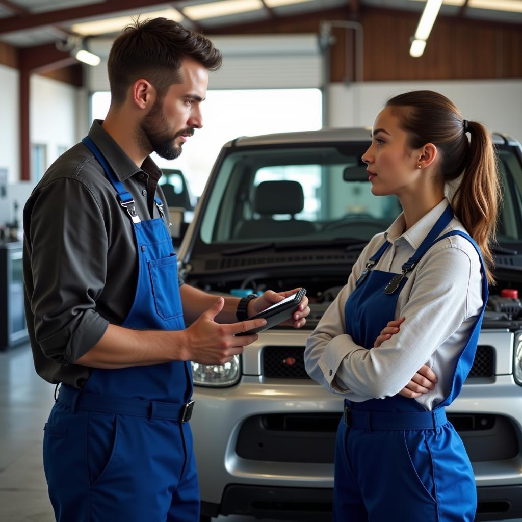 Customer Discussing Car Repair with Mechanic in Pitman, NJ