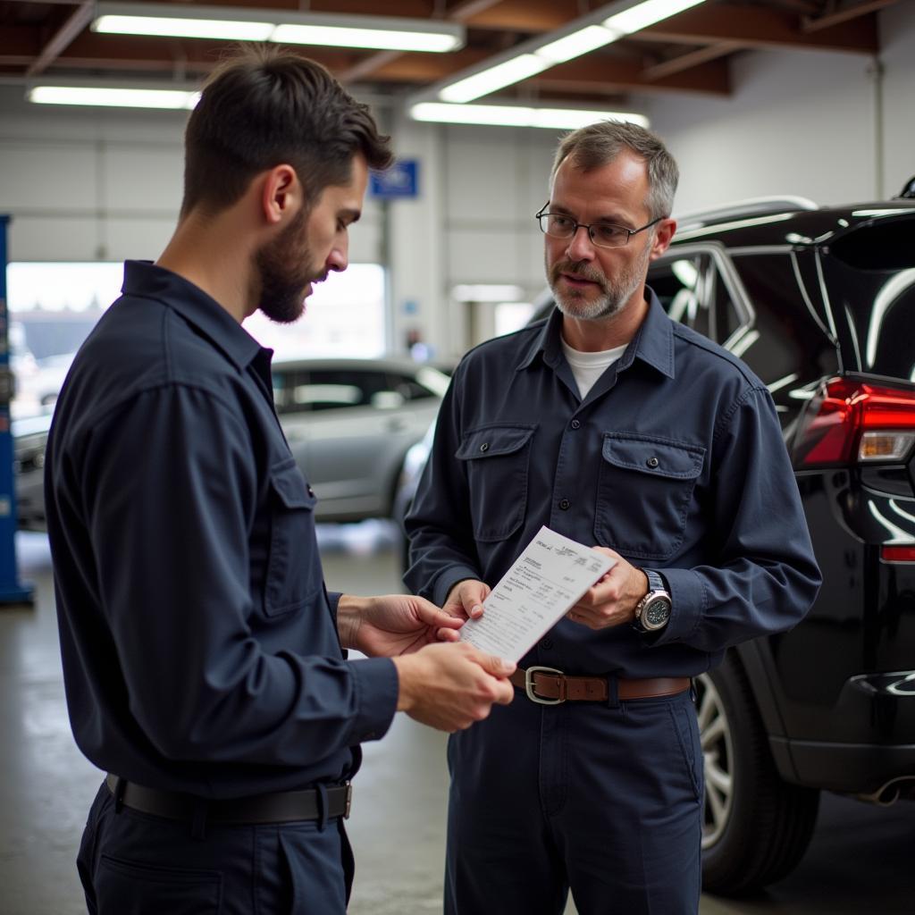 Customer Discussing Car Repair with Mechanic in Lahaska