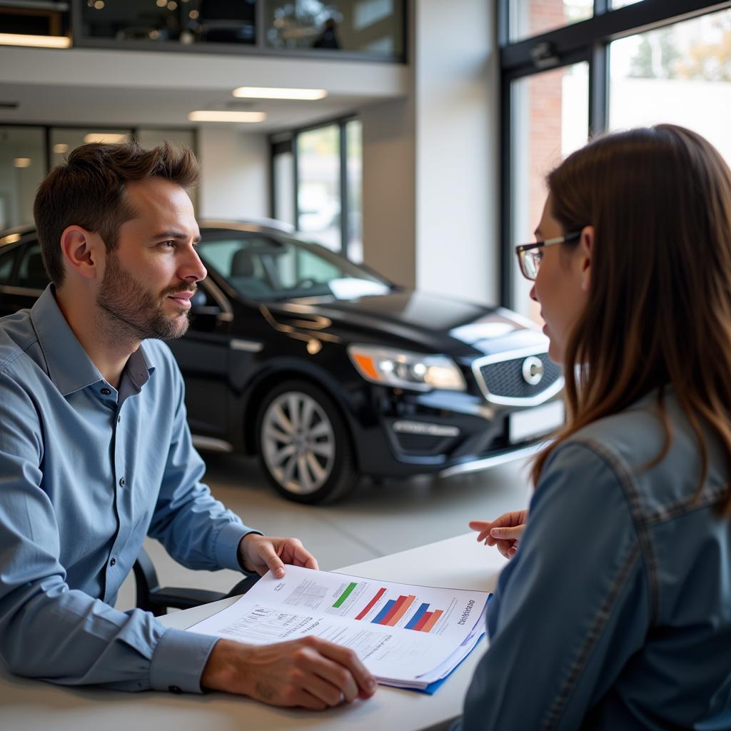 Customer and Service Advisor Reviewing Repair Options