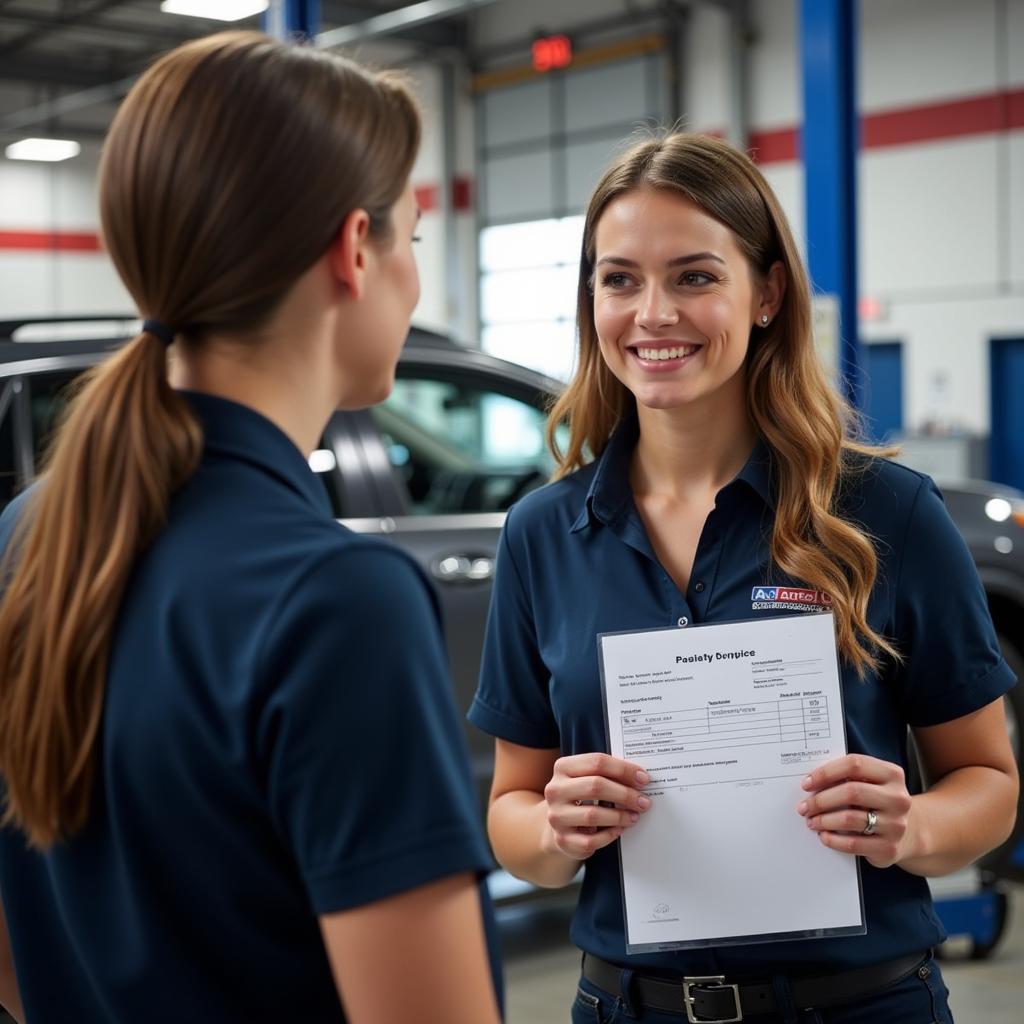 Customer Discussing Car Service Quote in Lancaster