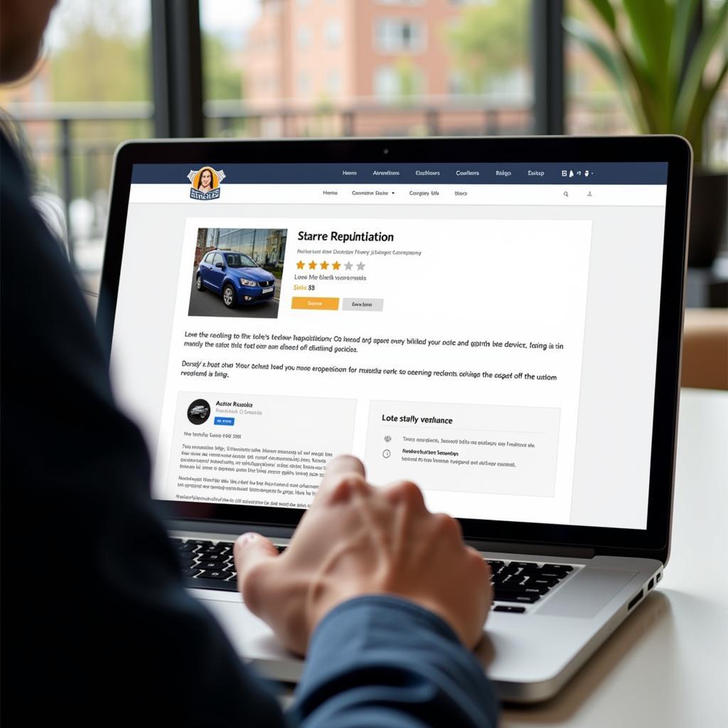 Customer Leaving Positive Online Review on Auto Service Website