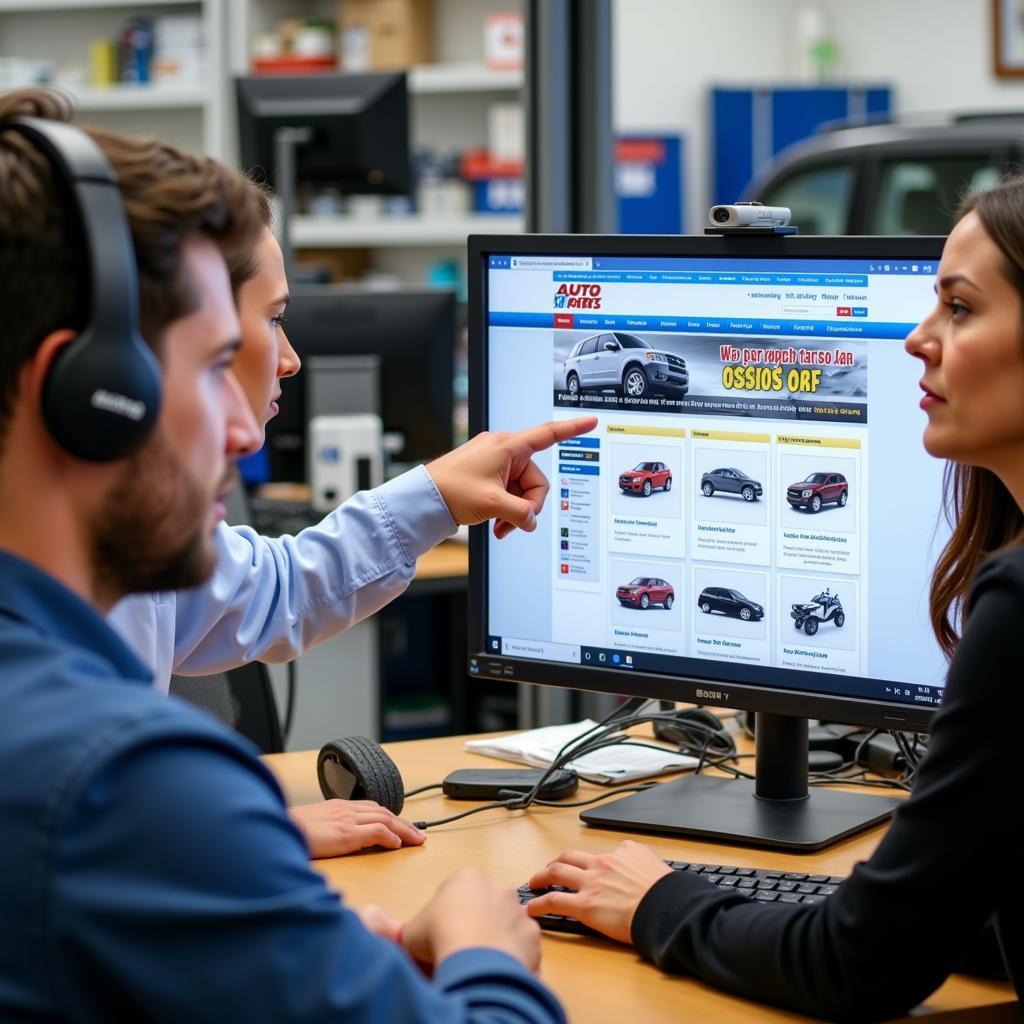 Customer Support Representative Assisting a Customer with Auto Parts Selection