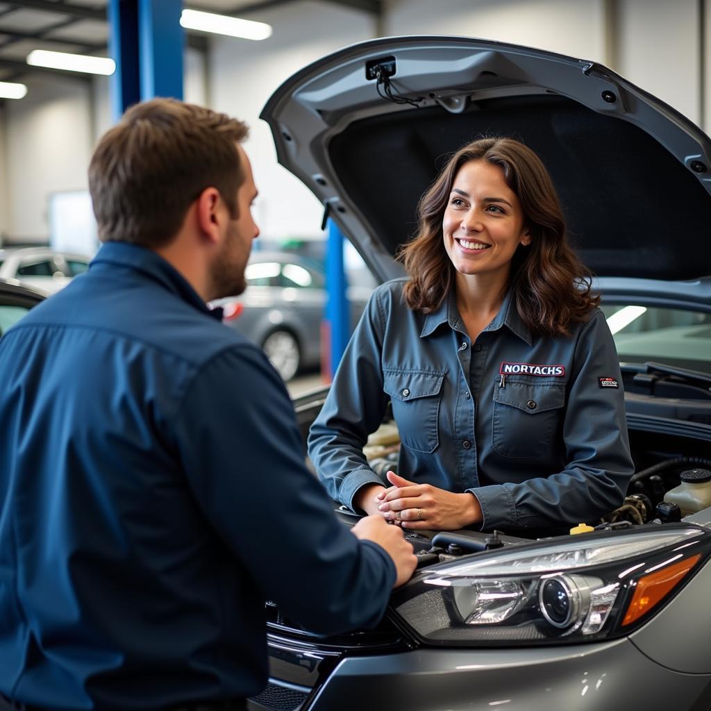 Customer Discussing Car Issues with Mechanic/Service Advisor