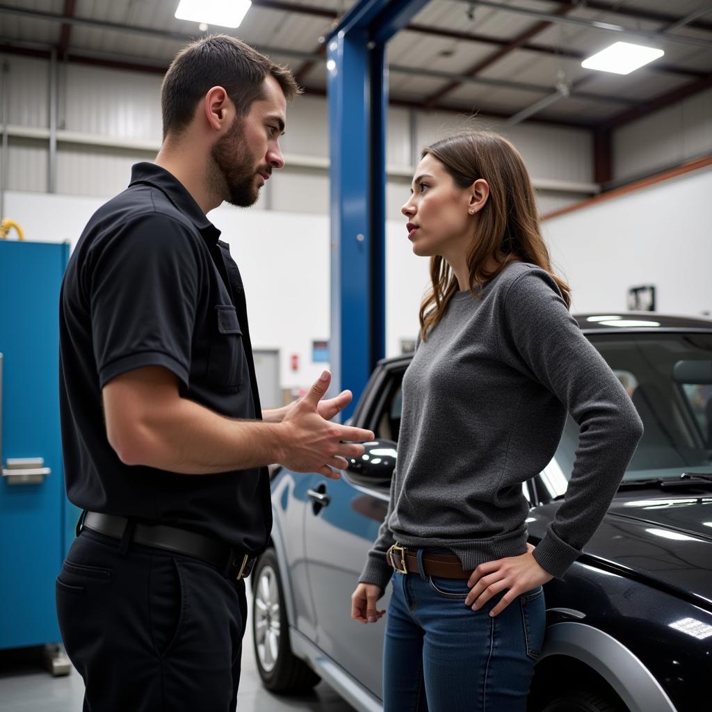 Customer Talking to Auto Mechanic