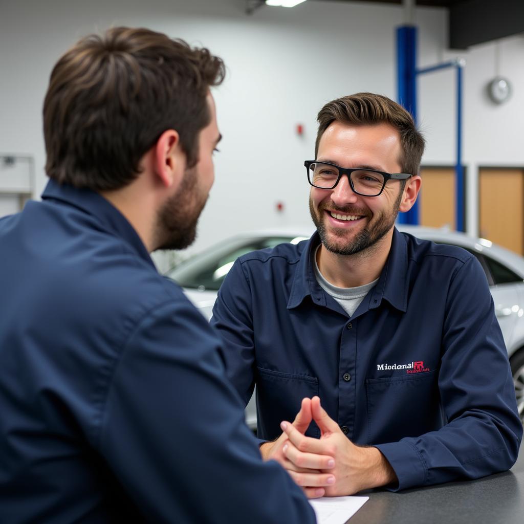 Customer Talking to Auto Service Advisor