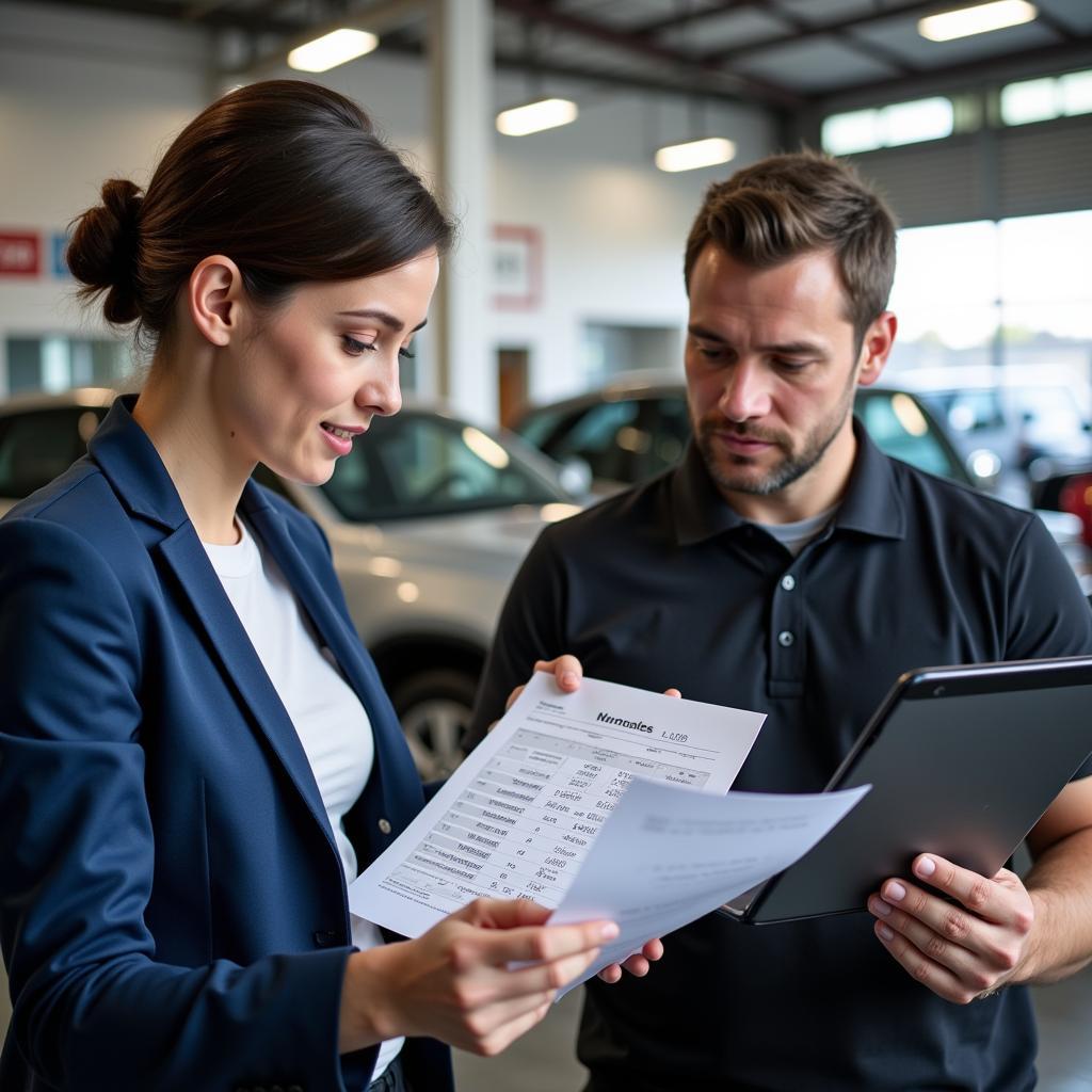 Customer Talking to Auto Service Advisor