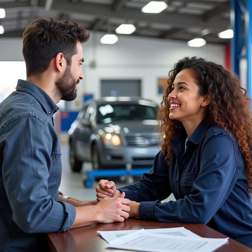 Customer Interacting with an Auto Service Representative