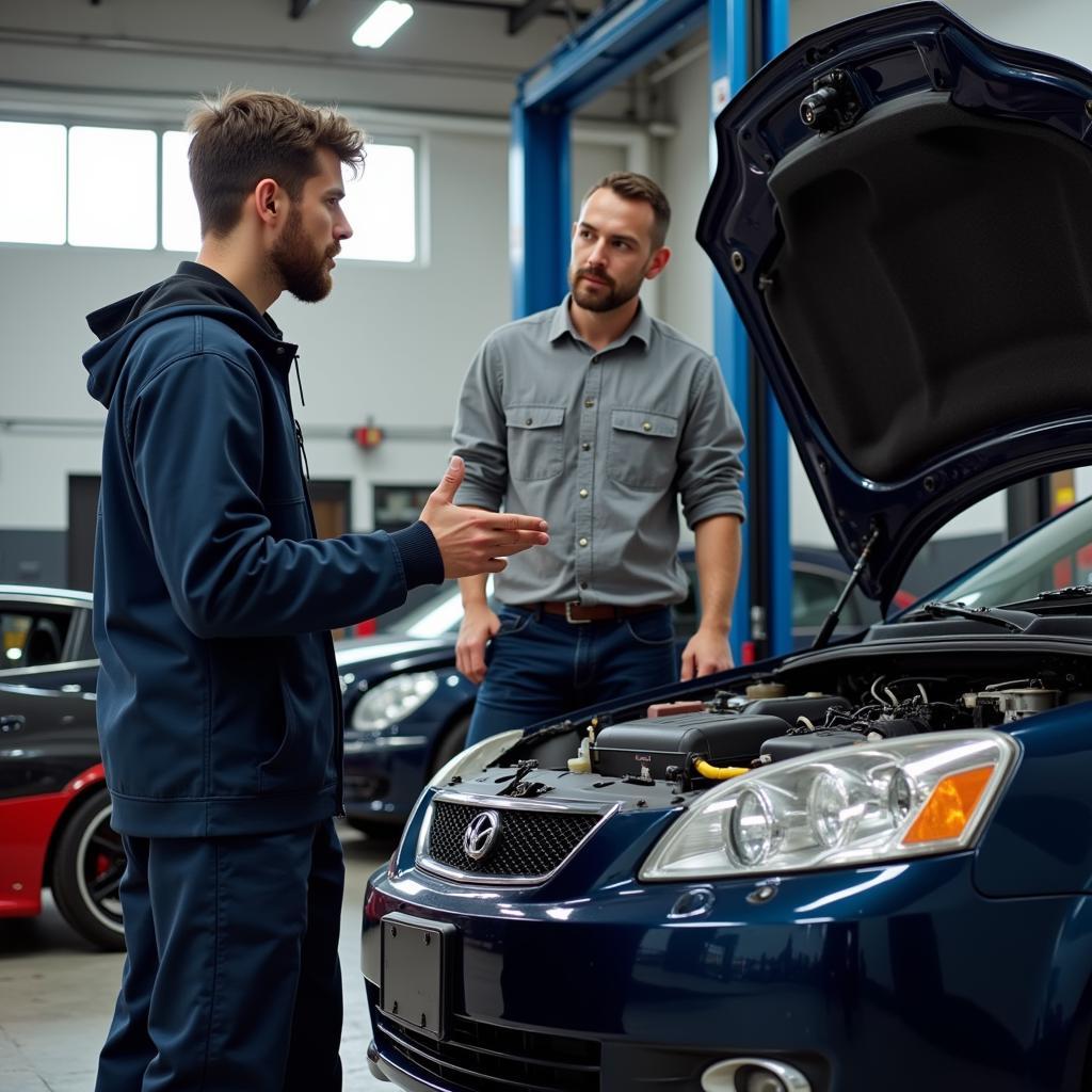 Customer Talking to Mechanic