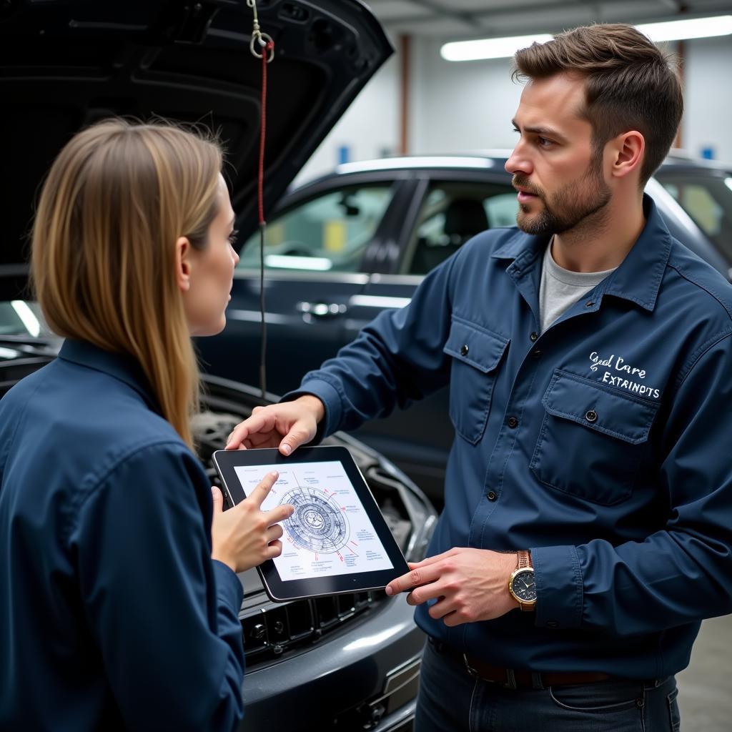 Customer talking to a mechanic about auto repair in 85013