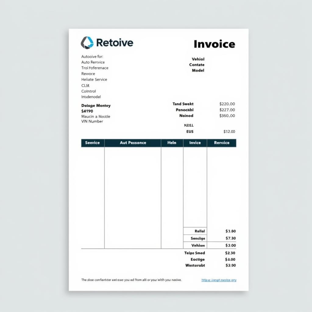 Customized Auto Service Invoice Template