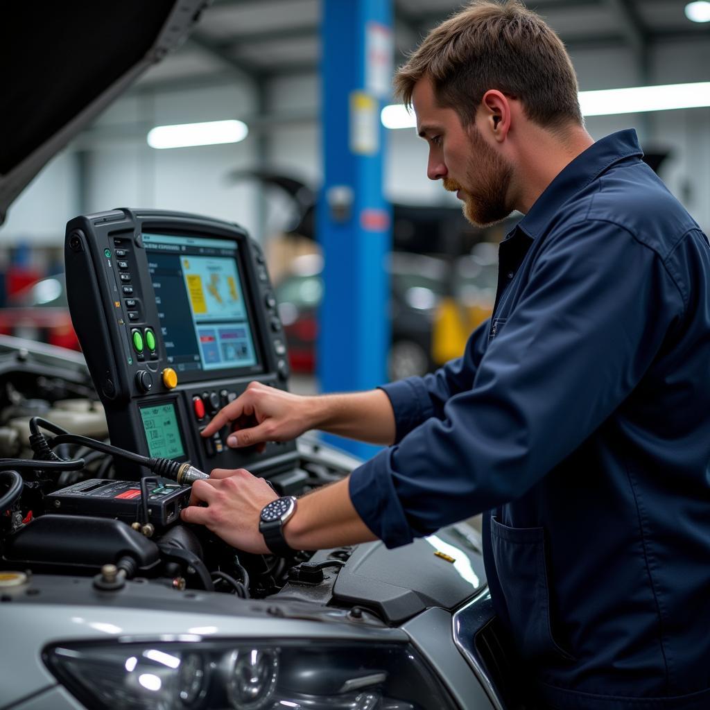 Modern Diagnostic Equipment in an Auto Service Center