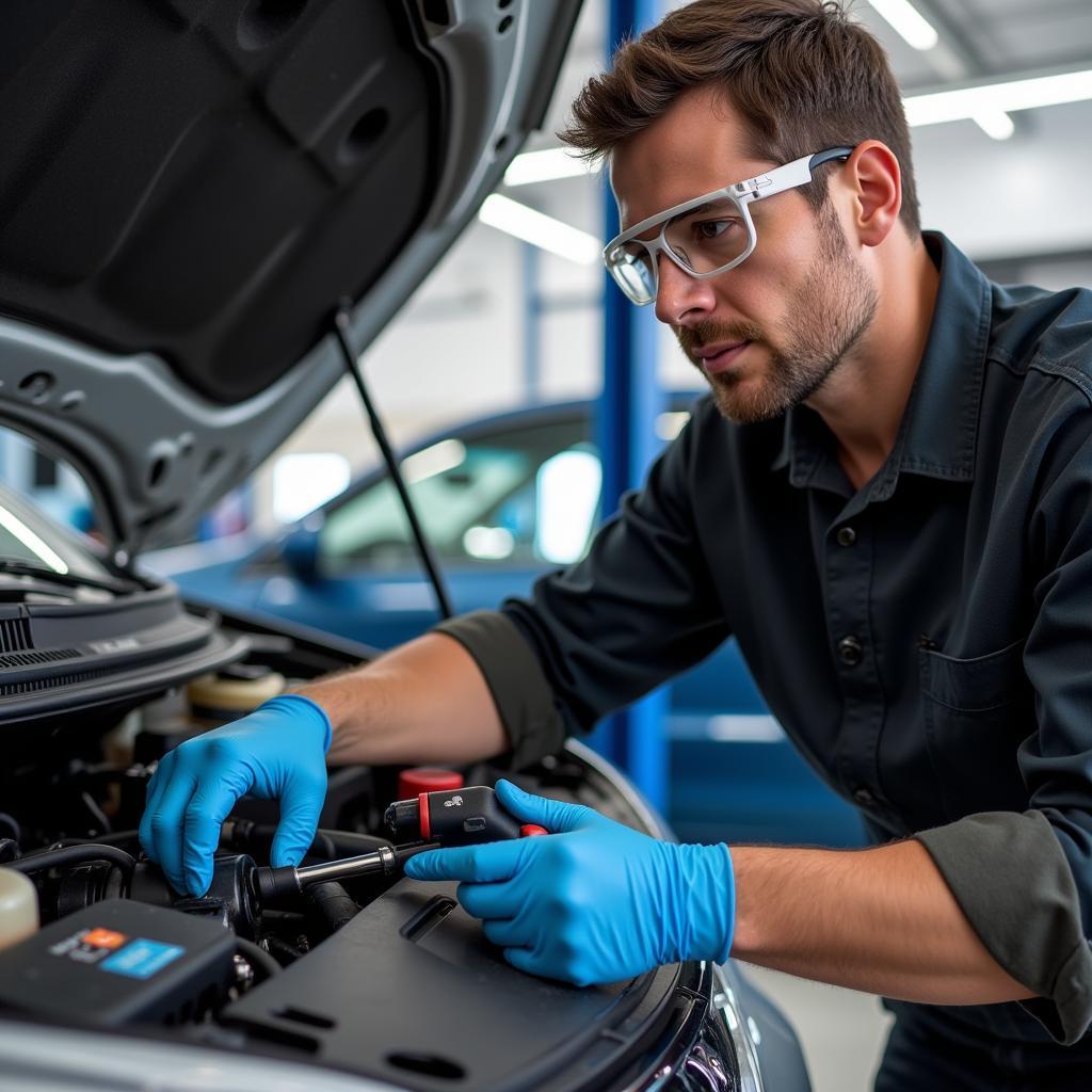 Dallas Auto AC Repair Technician in Action