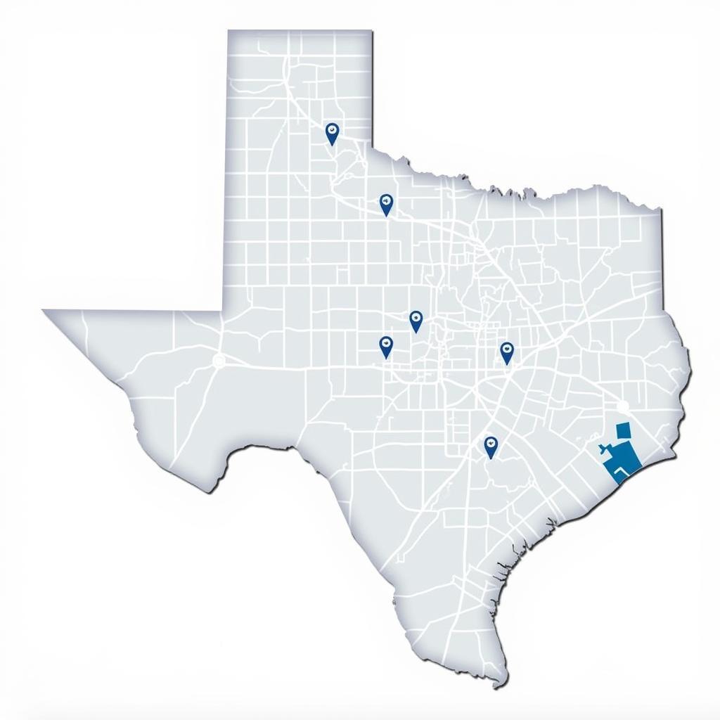 Dallas Texas Map with Car Icon Showing Location of Auto Title Services