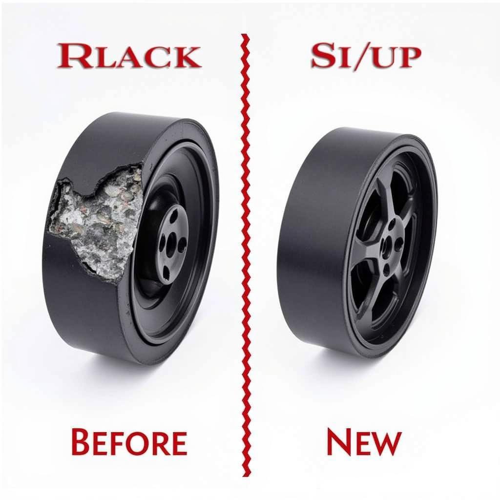 Comparison of a damaged car part with a new replacement part