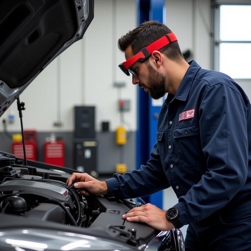 Skilled Technician Working at Davis Auto Service