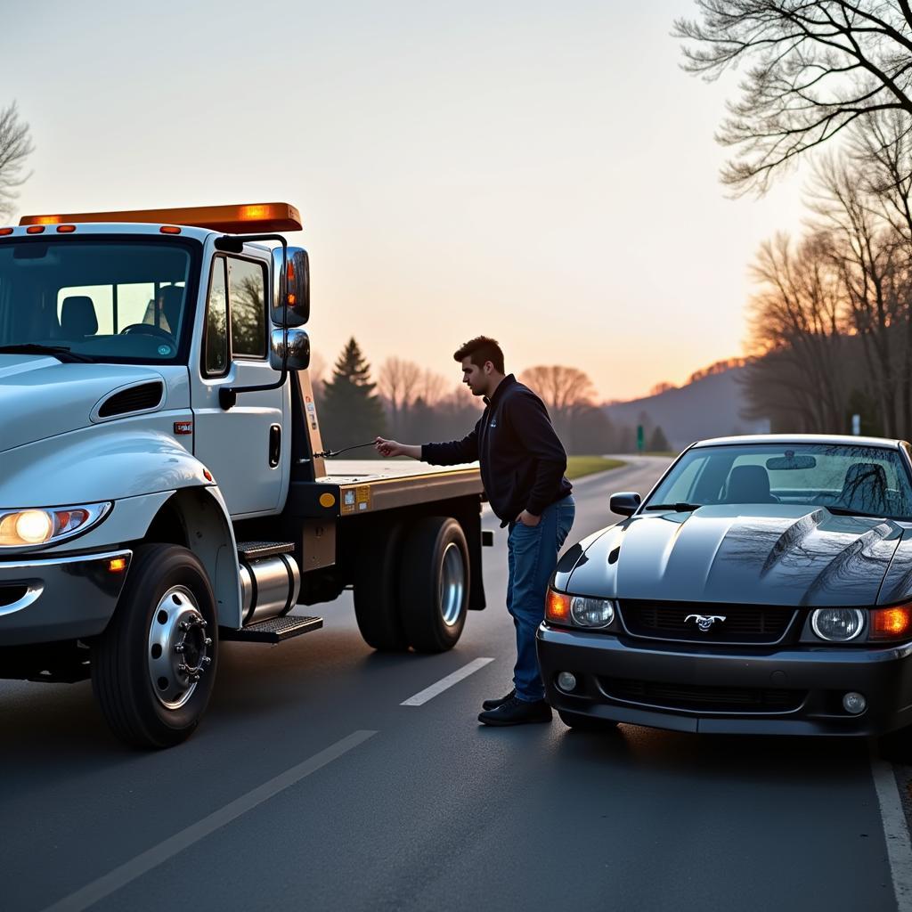 Roadside assistance being provided in Dearborn, Michigan, ensuring prompt and reliable support for drivers.