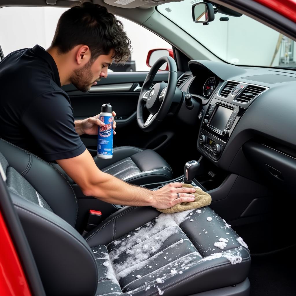 Interior car cleaning at a Denver auto detailing shop