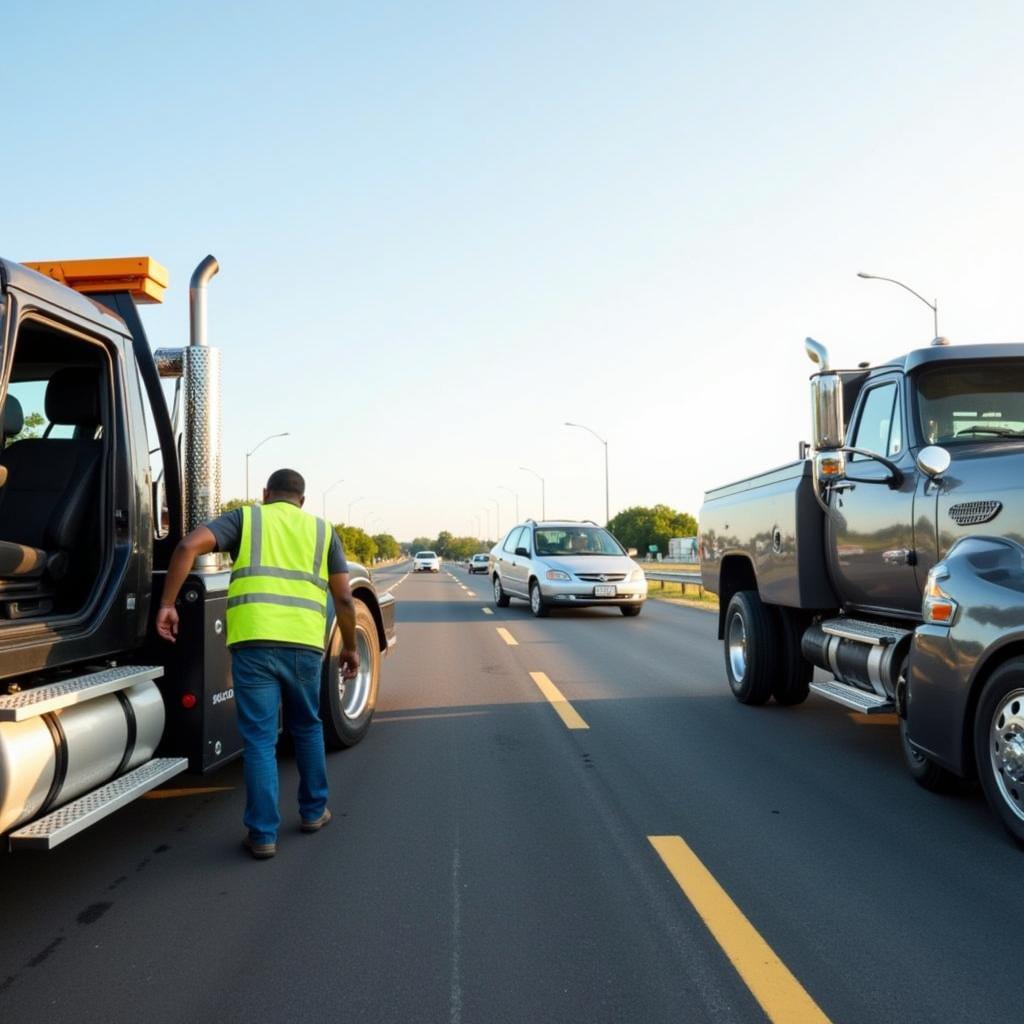 Tow Truck Arriving at a Breakdown Scene