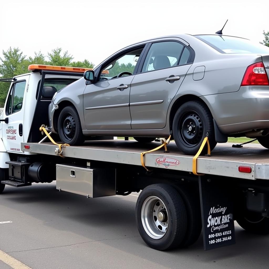 Tow Truck Loading a Car onto a Flatbed