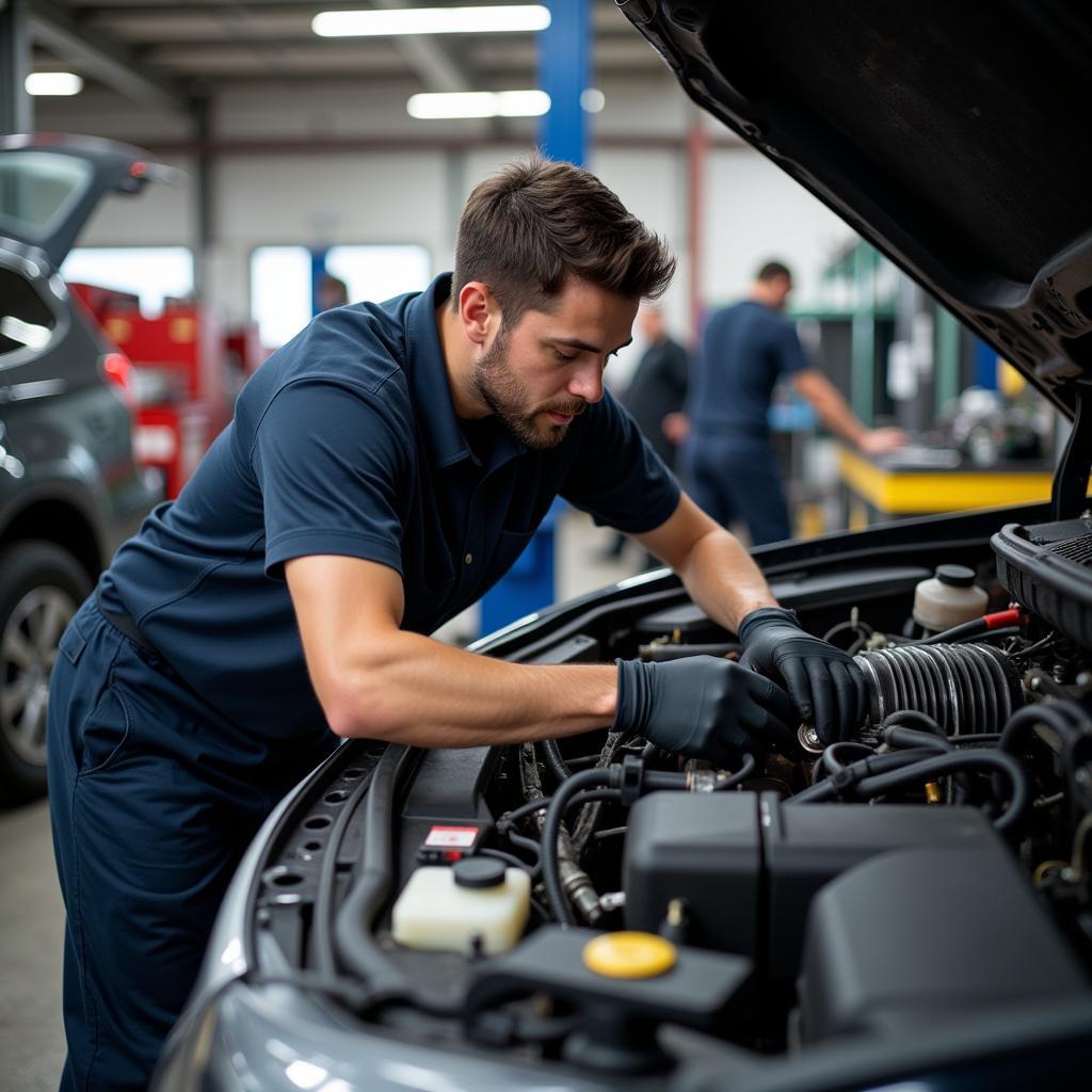 Mechanic Working on a Car in Des Moines