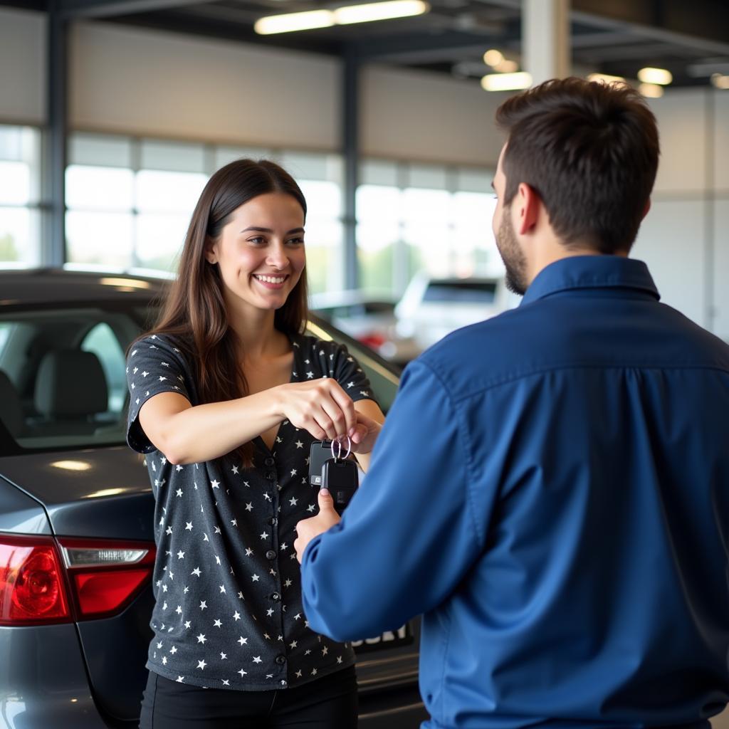 Happy Customer Receiving Car Keys