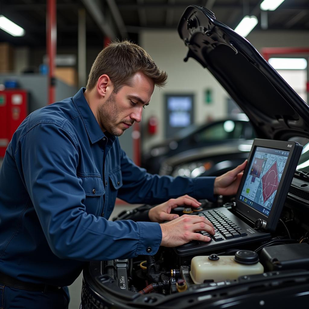 Technician Performing Engine Diagnostics at a Dixie Highway Auto Service Center