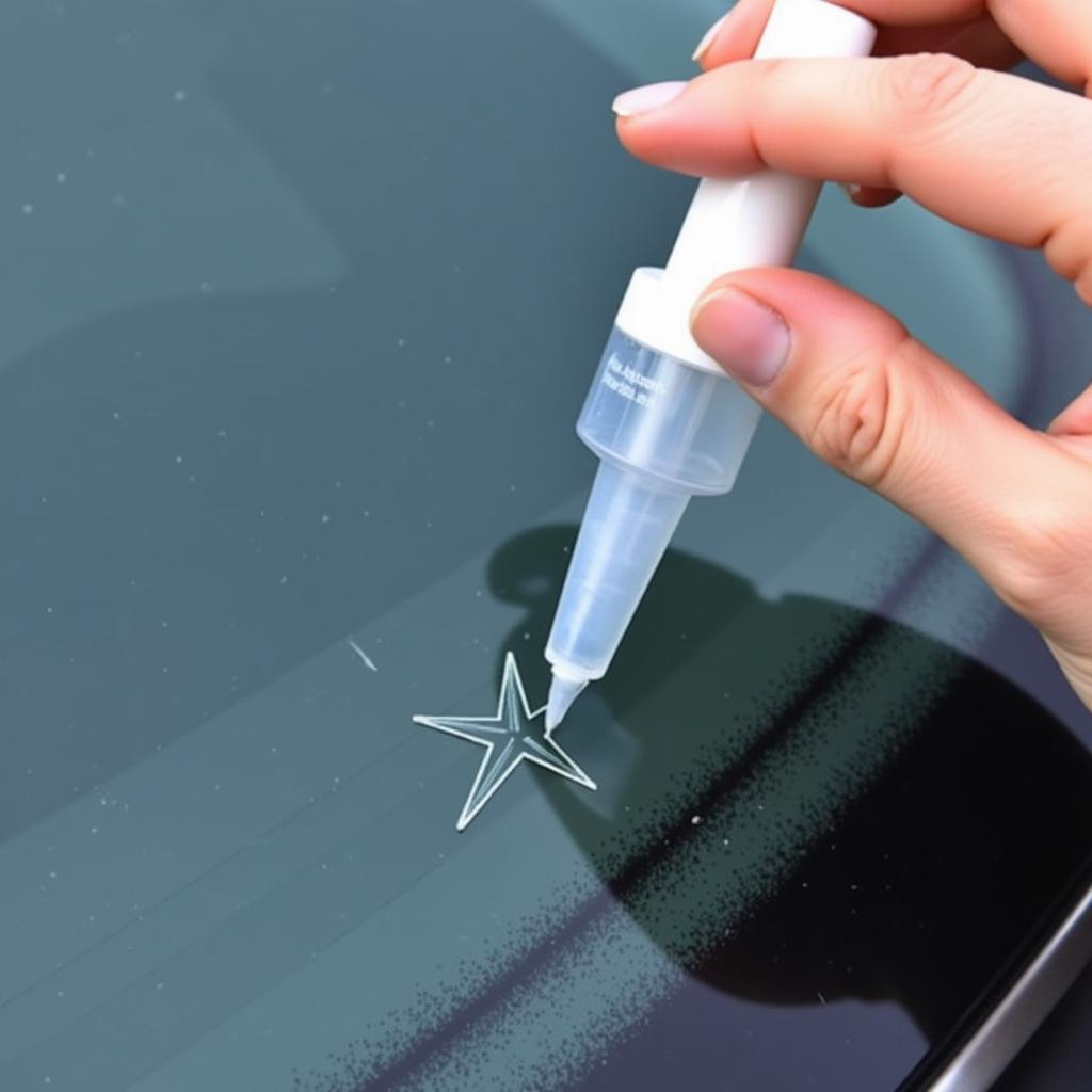 Applying DIY Windshield Repair Kit