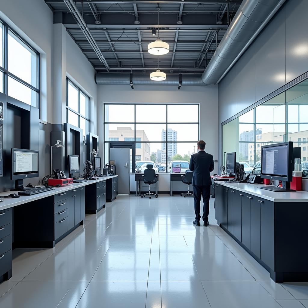 Modern and Clean Auto Service Center Interior in Dubai