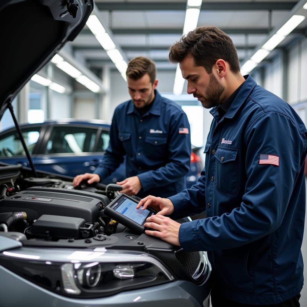 Eagle Auto Service Certified Technicians Working on a Car