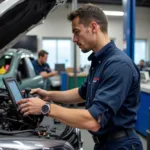 Edmonton Auto Service Technician at Work