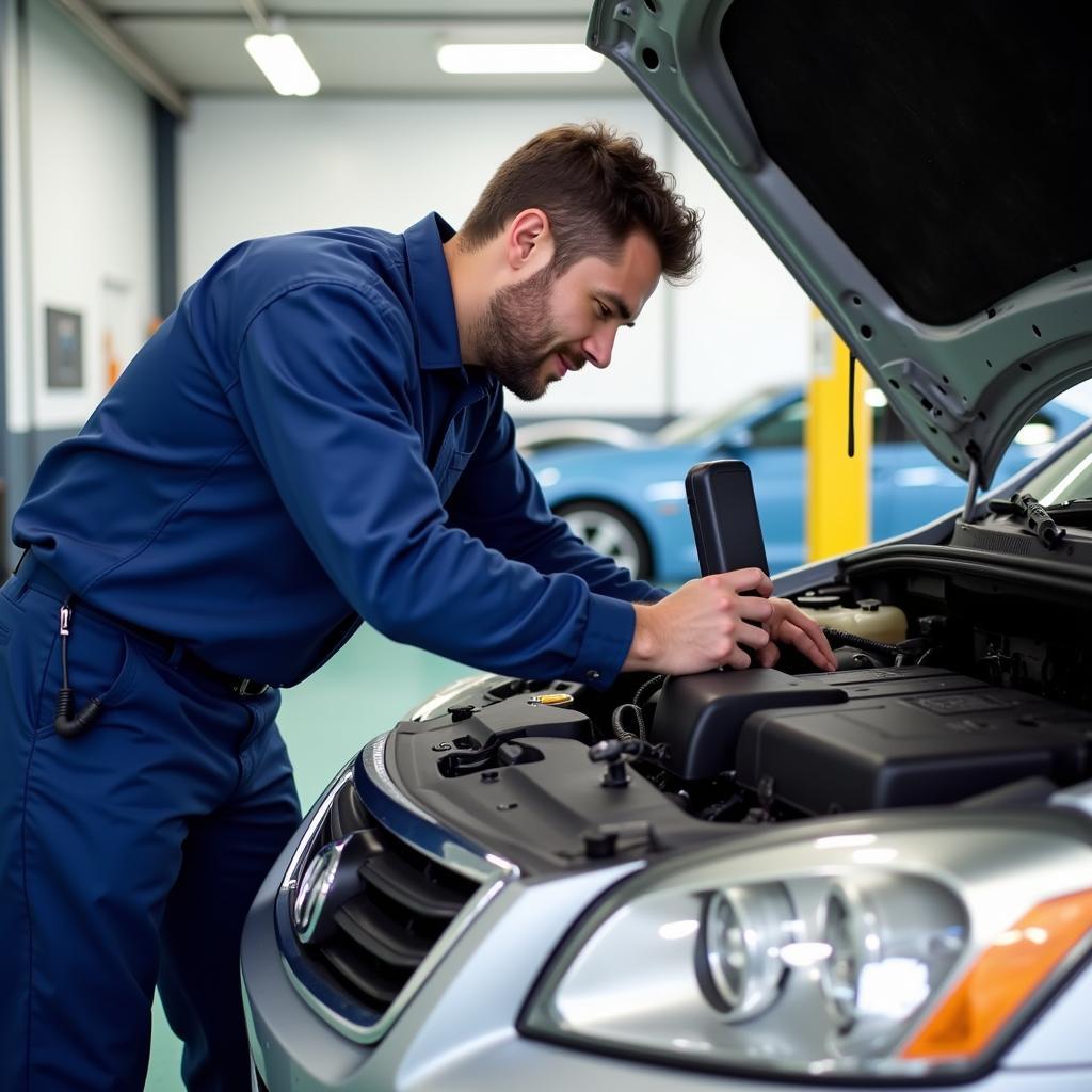 Experienced Mechanic Performing a Thorough Vehicle Inspection at Edwards Auto Service