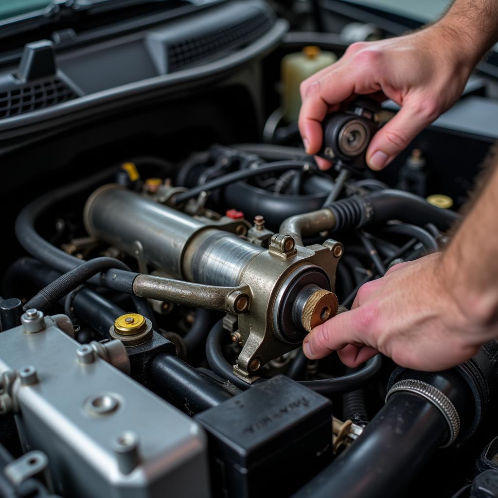 Inspecting Engine Compartment for Signs of Repair