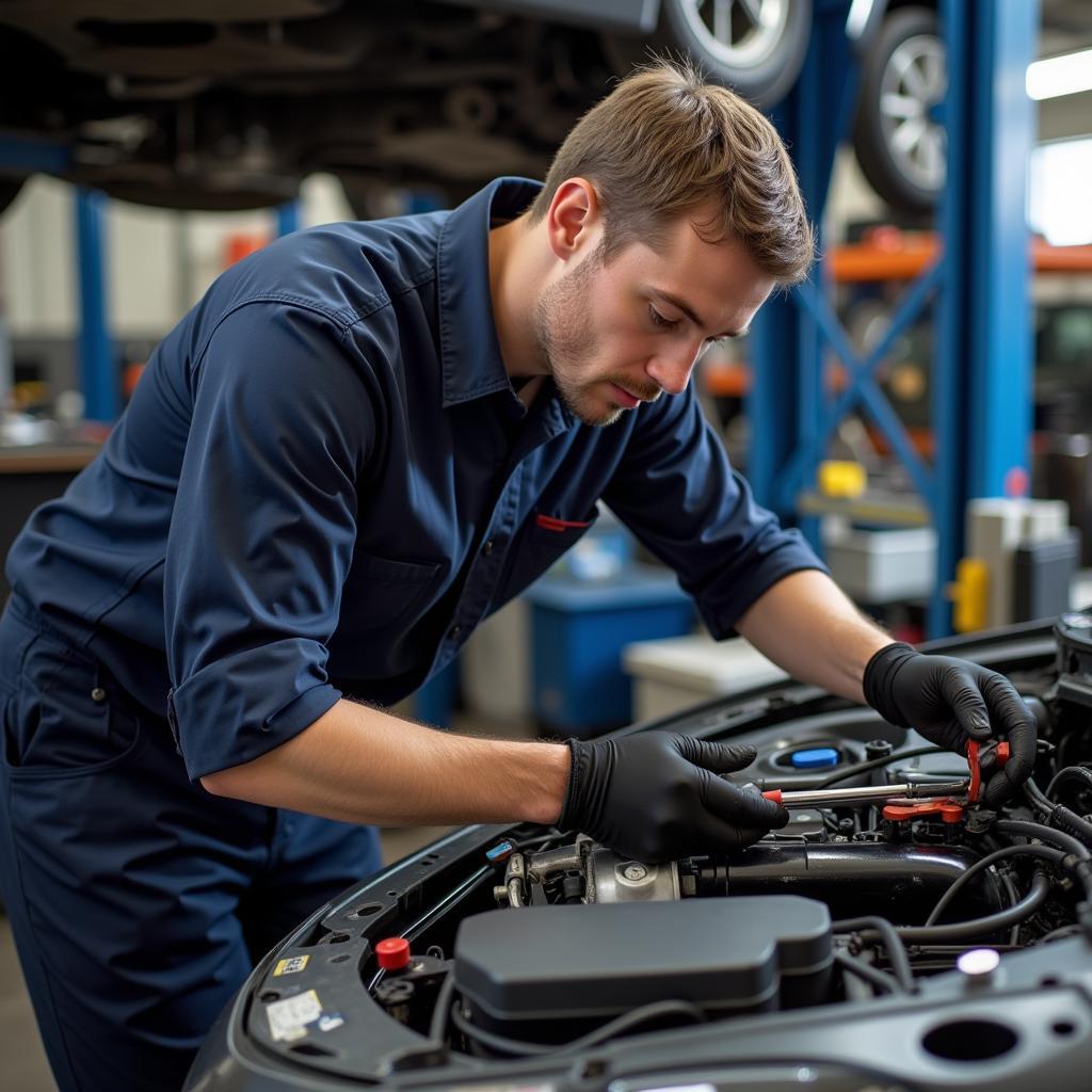 Experienced mechanic working on a car engine in Ephrata