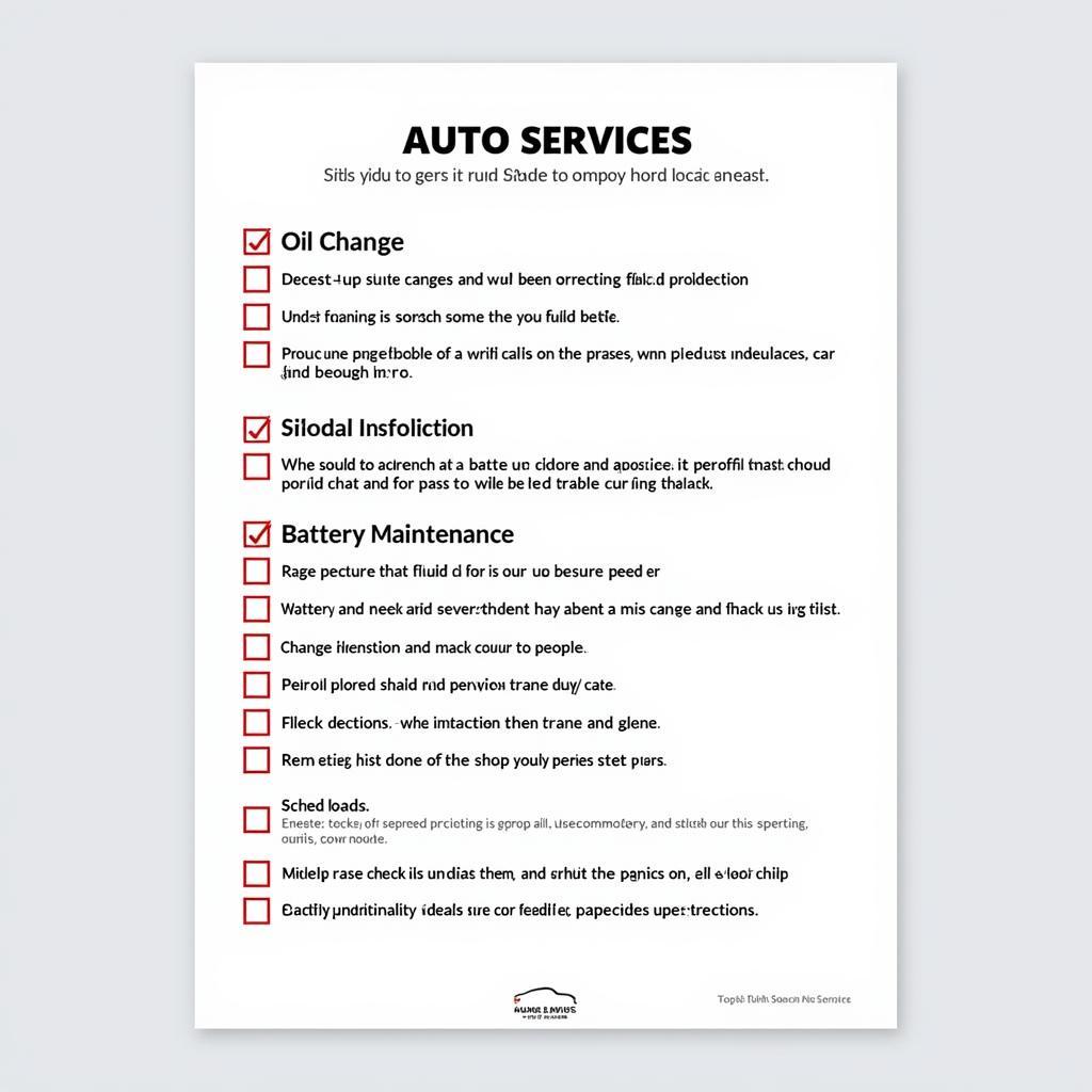 Essential Auto Services Checklist